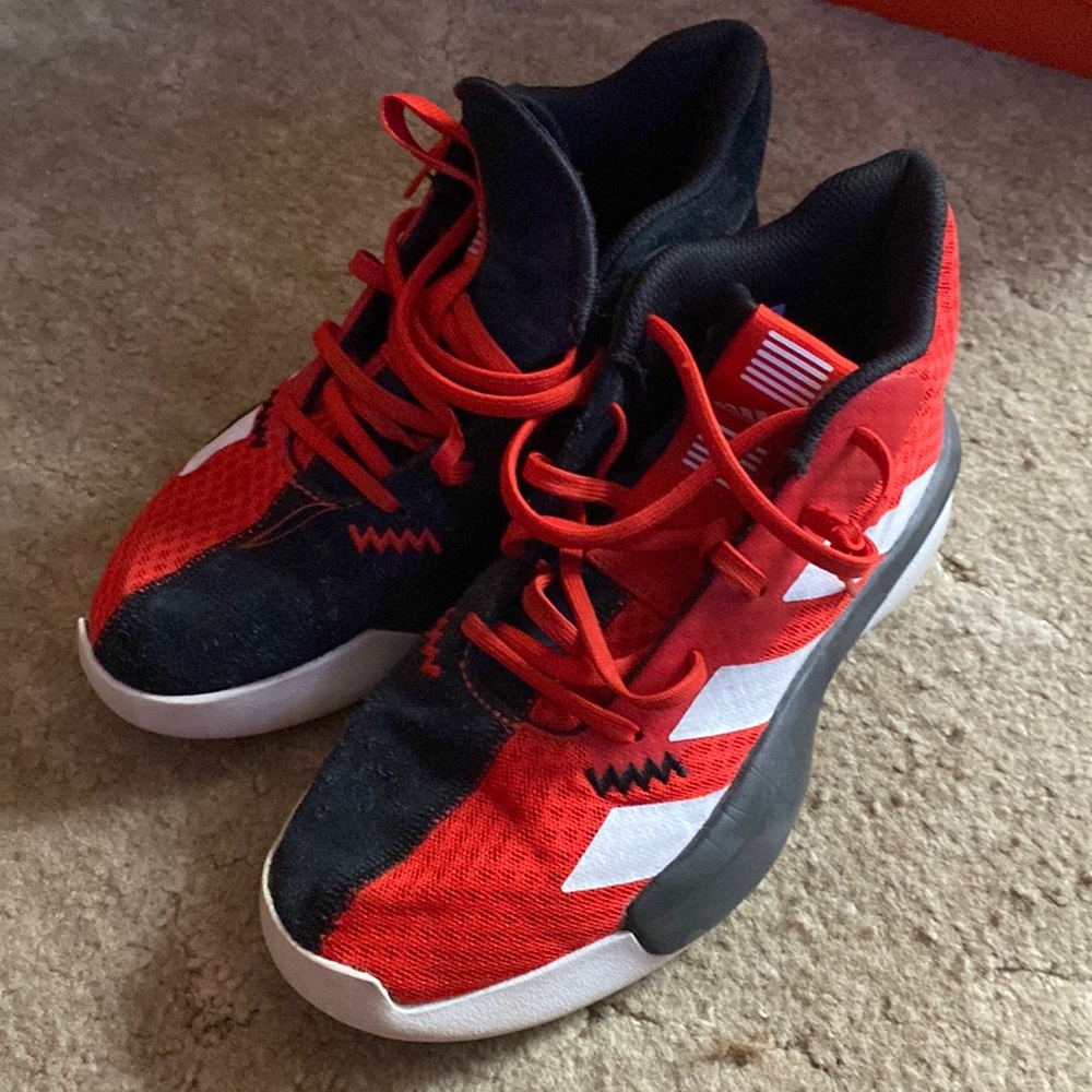 Adidas red black white used shoes